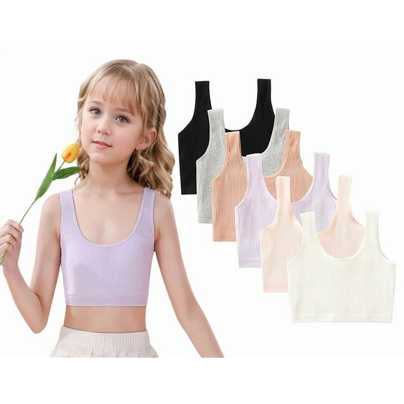 Girls Seamless Training Bras Developed Training Kids Sports No Wire Under Outfit Bra Teens 8-14 Years