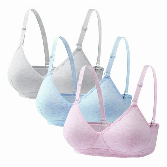 Girls Seamless Training Bras Kids Sports Thin Cotton Breathable No Wire Bras for TeensAdjustable A-Cup