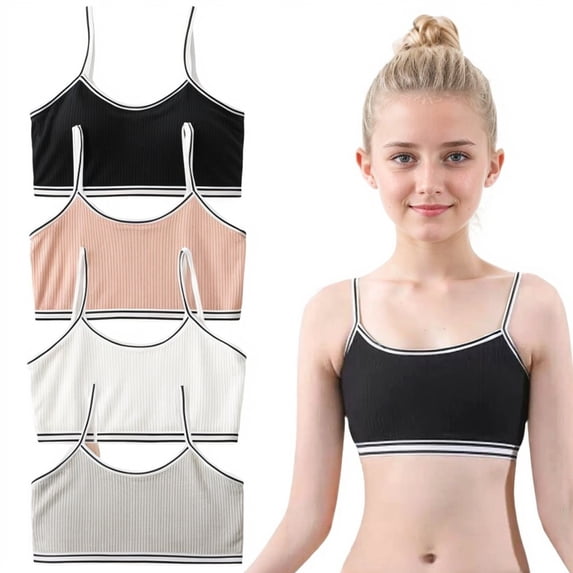 Girls Seamless Training Bras Kids Sports Thin Cotton Breathable No Wire TrainerBras Teens 10-16 Years