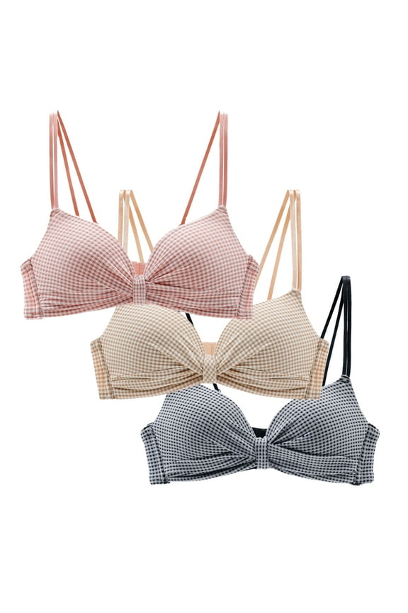 Girls Seamless Training Bras Molded Microfiber Thin Cotton Breathable Padded Bras for Women Adjustable Straps No Wire A-Cup