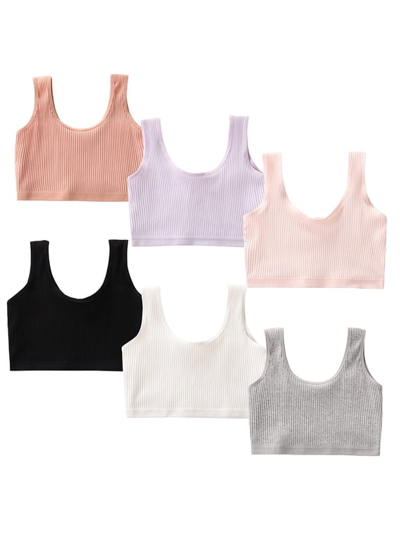 Girls Seamless Training Bras Thin Cotton Breathable Molded Microfiber No Wire Girl Training Bra Teens 7-13 Years