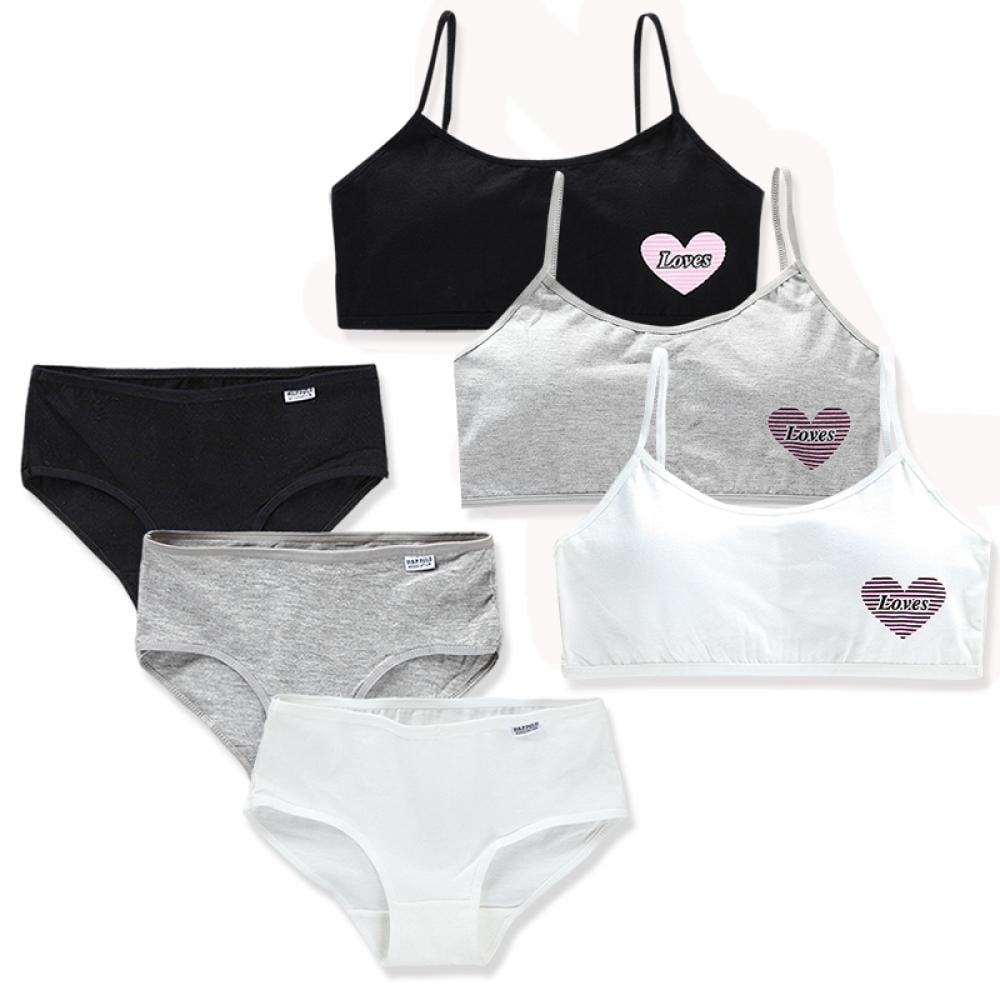Girls'Seamless Underwear Set - Training Bra and Matching Panties(6-Piece) 