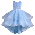 Girls Sequin Bodice Gown Sleeveless Ribbon Waist Ball Gown High Low ...