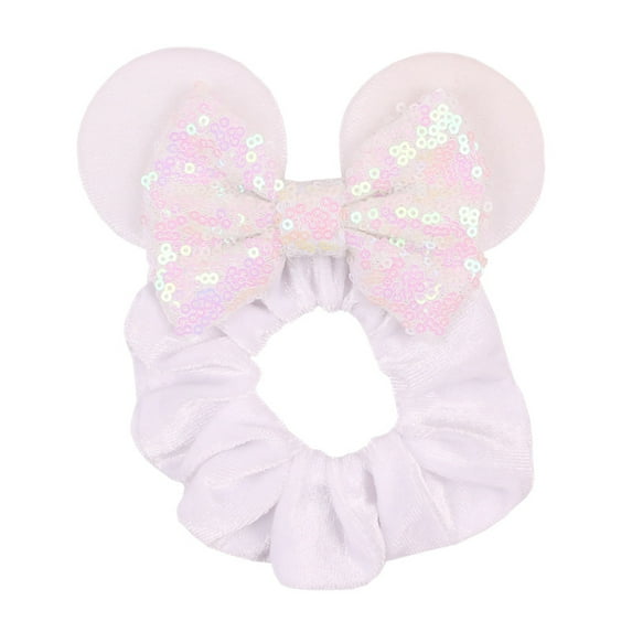 Girls’ Sequin Bow Hair Ties – Gold Velvet Mickey-Style Ear Elastic Hair Bands for Ponytails, Party Favors & Cosplay Accessories (Mix & Match, Min. 10 pcs)