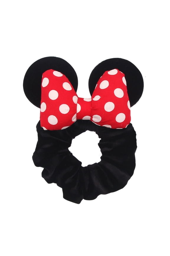 Girls’ Sequin Bow Hair Ties – Gold Velvet Mickey-Style Ear Elastic Hair Bands for Ponytails, Party Favors & Cosplay Accessories (Mix & Match, Min. 10 pcs)