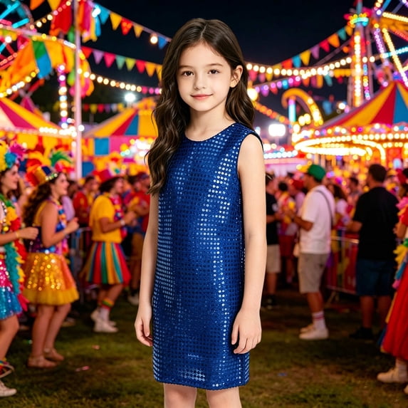 Girls Sequin Camisole Tank Dress Sparkly Summer Top Sleeveless Vest Shirt For Kids Party Wear