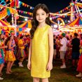 thumbnail image 1 of Girls Sequin Camisole Tank Dress Sparkly Summer Top Sleeveless Vest Shirt For Kids Party Wear, 1 of 3