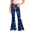 thumbnail image 1 of Girls Sequin Flared Pants, 3D All-Over Print Sparkly Bell-Bottoms with Zipper for Party 5-16Years, 1 of 4
