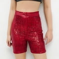 thumbnail image 1 of Girls Sequin Shorts Elastic High Waisted Straight Leg Sparkly Glitter Party Shorts for Kids 3-16 Years, 1 of 3
