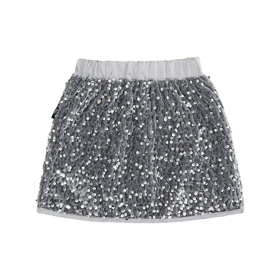 Girls Ruffle Skirt Elastic Waist Sequin Skirt for Party Girls Kids A-Line Sparlky Mini Skirt with Lining Black Skirt 1-7T Tulle Dance Skirt
