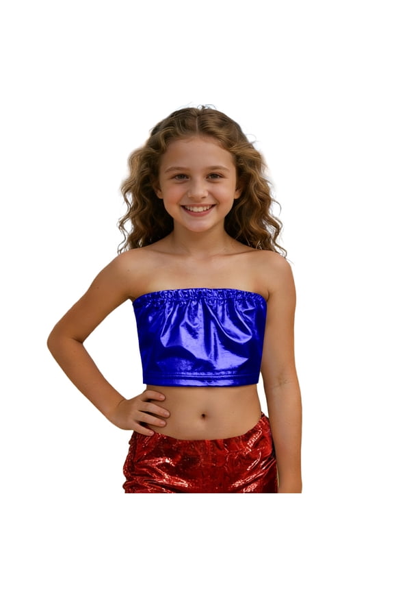 Girls Sequin Stretch Sparkly Dance Performance Cheerleading Photo Top Tee Shirt