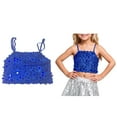 thumbnail image 1 of Girls Sequin Top Blue Tank Top Sleeveless Spaghetti Shoulder Straps Party Camisole for Girls Belly Hop Jazz Performance, 1 of 4