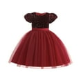 thumbnail image 1 of Girls Sequin Tulle Party Dress Short Sleeve Elegant Flower Girl Gown for Wedding Birthday Formal Occasion Outfits, 1 of 5