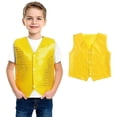 thumbnail image 1 of Girls Sequin Vest Sequin Sparkle Sleeveless Button Vest Yellow Sequin Top Girls Hop Jazz Latin Dance Top Stage Performance Vest Size 9-10 Years, 1 of 9