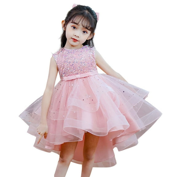 Girls Sequins Formal Dress Sleeveless Christmas Princess Dresses 4-12 Y