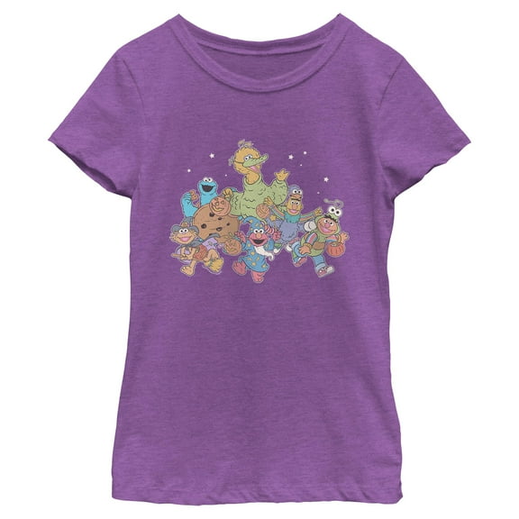 Girls Sesame Street Trick Or Treat With Elmo And His Friends T Shirt