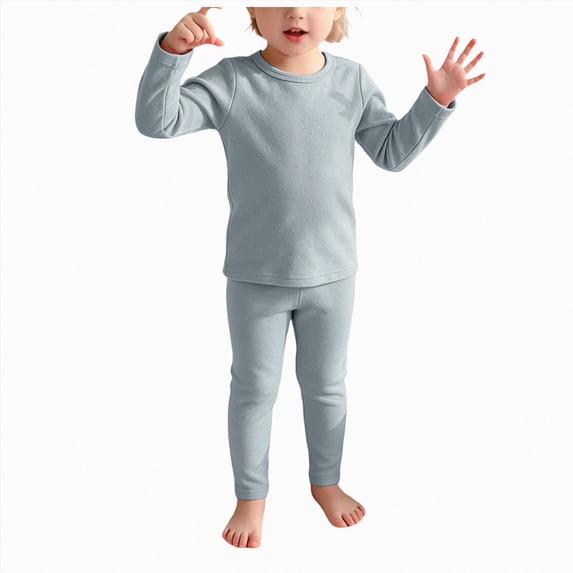 Girls' Set Baby Warm And Winter Solid Color Home Clothes Underwear Set Boys' And Girls' 1T 2T 3T 4T 5T 6T 7T Gift Set 5-6 Years