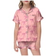 thumbnail image 1 of Girls Set Casual 2 Piece Short Sleeve Top Bow Shorts Age 3 13 Girls Clothing,Pink,Size 8 -9 Years, 1 of 4