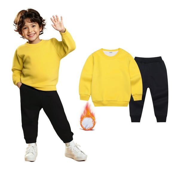 Girls Set Long Sleeve Crewneck Yellow Sweatshirt and Jogger Sweatpants 2 Piece Fall Clothes 4-5 Years Old Girl Clothes Boys Girls Fashion