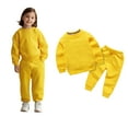 thumbnail image 1 of Girls Set Long Sleeve Solid Crewneck Yellow Basic Sweatshirt Sweatpants 2 Pcs Fall Winter Clothes Girls Trendy Clothes 4-5 Years Boys Girls Fashion, 1 of 6
