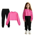 thumbnail image 1 of Girls Sets Long Sleeve Solid Crewneck Hot Pink Pullover Loose Sweatshirt Sweatpants 2 Pcs Fall Winter Clothes Boys Outfits Size 13-14 Years Boys Girls Fashion, 1 of 4