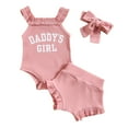 thumbnail image 1 of Girls Sets Size 6 Toddler Girls Summer Sleeveless Letter Prints Tops And Shorts Headbands 3PCS Outfits Clothes Set For Children Clothes Red, 3-6 Months, 1 of 6