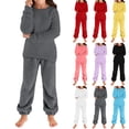 thumbnail image 1 of Girls Sherpa Fleece Homewear Sets Casual Crewneck Long Sleeve Sweatshits And Loose Fuzzy Long Pants Kids Lightweight Winter Warm Loungewear, 1 of 5