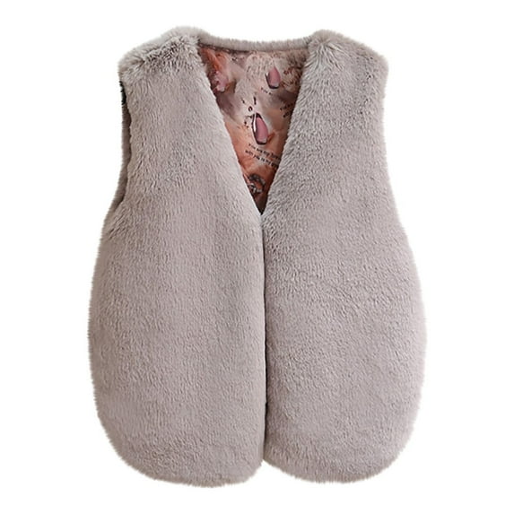 Girls Sherpa Fleece Vest Outerwear Kids Sleeveless Winter Thick Warm Waistcoat Jacket Faux-Fur Vest Tops