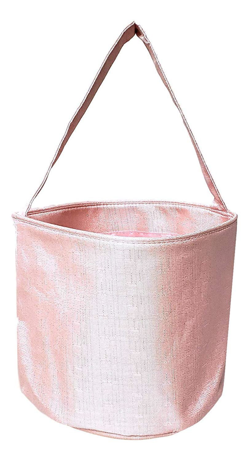 Girls Shimmer Fabric Easter Egg Basket Bucket Tote Bag Gift for Kids Pink Purple - Can be Personalized Pink - 4 Pack