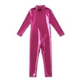 thumbnail image 1 of Girls Shiny Metallic Mock Neck Unitard Long Sleeve Full Jumpsuit Kids Slim Fit Bodysuit Dance Leotard Turtleneck Jumpsuit, 1 of 8