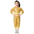 thumbnail image 1 of Girls Shiny Sequins Outfits Long Sleeve Tops Pants Performance Party Dance s 2 Piece Clothes Set, 1 of 7