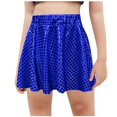 thumbnail image 1 of Girls Shiny Skirts, Stretchy Flared Mini Skater Skirt, High Waist Athletic Dance Skirts Flowy Skirt Blue 4Y, 1 of 3