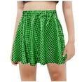 thumbnail image 1 of Girls Shiny Skirts, Stretchy Flared Mini Skater Skirt, High Waist Athletic Dance Skirts Tennis Skirts Green 4Y, 1 of 3