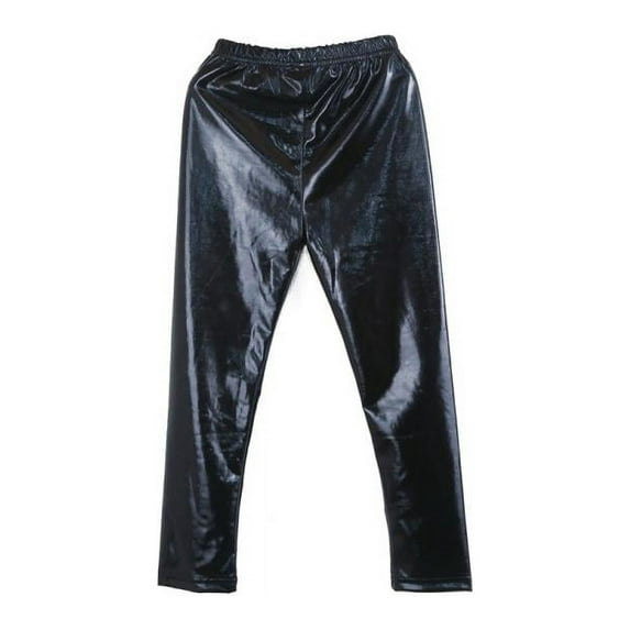 Girls Shiny Wet Look Leggings Kids Liquid Metallic Footless Tights,Ballet Toddler Stretch Leggings,Fashion Pants for Girls Dancing,Talent Show,Costume,Performance,Special Occasion Outfit,Black