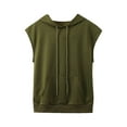 thumbnail image 1 of Girls Shirt Cotton T-Shirts Girls Solid Hooded Drawstring Pocket Casual Short Sleeved Hoodie Vest Top, 1 of 5