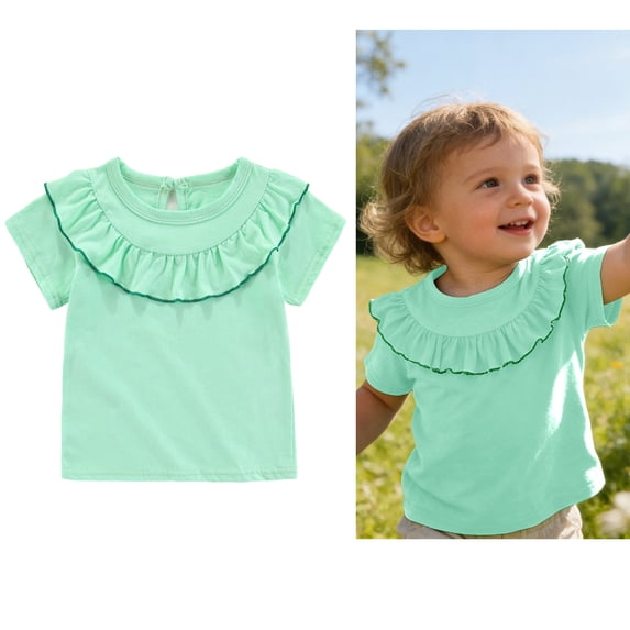 Girls Shirt Crew Neck Short Sleeve T-Shirts Oversized Baby Girl Clothes 12-18 Months
