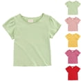 thumbnail image 1 of Girls Shirt Crew Neck Short Sleeve Tees Tops Basic Plain Summer Tops T-Shirt 18-24 Months, 1 of 7