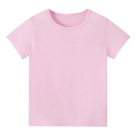 Girl Shirts Crewneck Short Sleeve Basic Tees Pink T Shirts Girls Athletic Shirts for Girls 6-7 Years