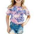thumbnail image 1 of Girls Shirt Short Sleeve Floral Print T Shirt Top Kids Loose School Shirts for Kids Festival Girl Clothes Outifit, 1 of 4
