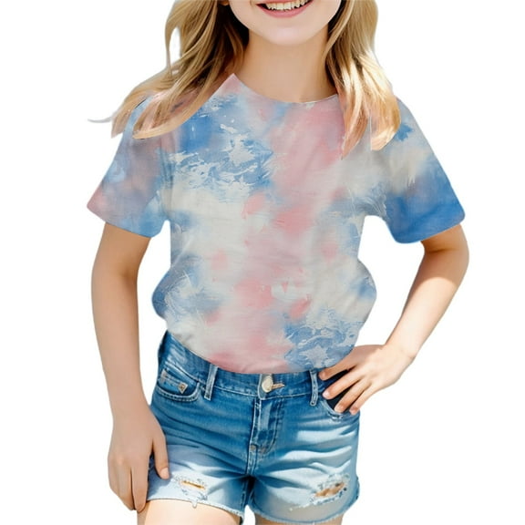 Girls Shirt Short Sleeve Printed Round Neck Tunic Tee Tops Oversized Teen Girls Back To School Clothes Birthday Girl Clothes Outifit