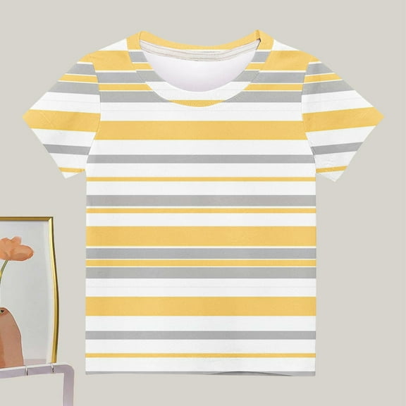 Girls Shirt Tops Girls Crewneck Tops Short Sleeve Shirts for Teens Trendy Striped T-Shirts Baggy Girls Blouses Size 12-14 reorders