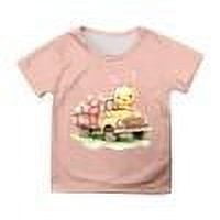 Girls Shirts 10-12 Round Neck Cartoon Print Pullover Shirt Casual Soft Cute Toddler Baby Girls Spring Summer Tshirt,Pink,160