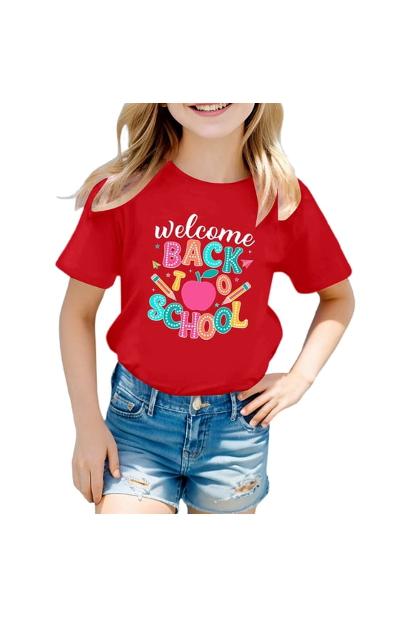 Girls Shirts Back to School Tops Loose Fit Tees Shirts Ages 3 16 Clothes