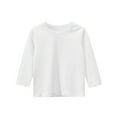 thumbnail image 1 of Girls Shirts Boys Casual Long Sleeve Solid Color Basic Tees Shirt Top Boys' Tops White 8 Years-9 Years, 1 of 3