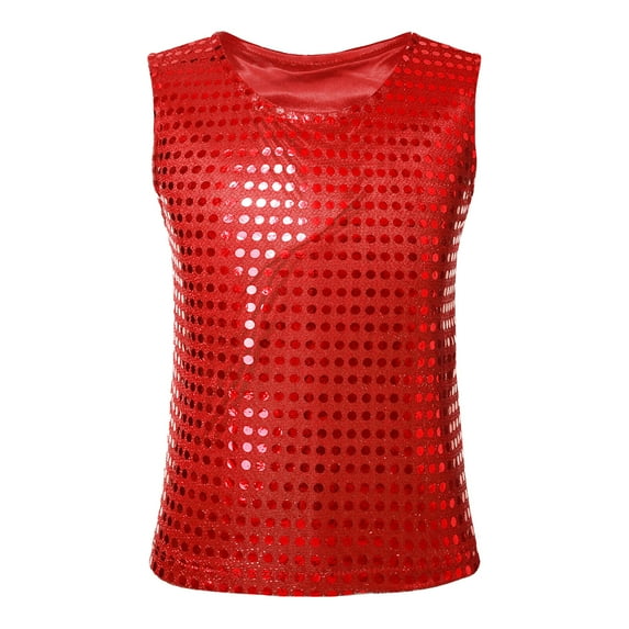 Girls Shirts Boys Casual Sequin Glitter Party Carnival Gown Sleeveless Vest Cute Clothing for Girls Size 4-5T