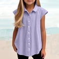 thumbnail image 1 of Girls Shirts, Boys Plus Size Turn Down Collar Short-sleeved Shirts Kids Loose Tunic Aged 3-14, 1 of 7
