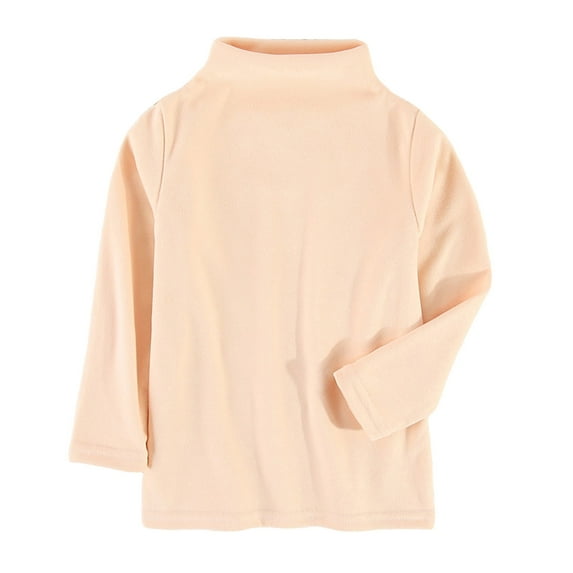Girls Shirts Casual Long Sleeve Solid Turtleneck Basic Tees Shirt Girls' Tops Beige 2 Years-3 Years