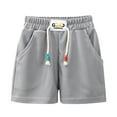 thumbnail image 1 of Girls Shirts Children Shorts Boys Girls Drawstring Casual Summer Shorts Clothes Kids Elastic Pants Grey, 4-5 Years, 1 of 4