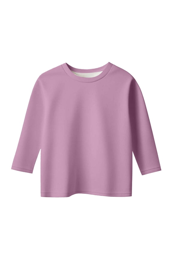 Girls Shirts Classic Solid Color Crewneck Tee for Girls Basic Top Soft Casual Shirt for Toddler and Kids Purple 8 Years-9 Years