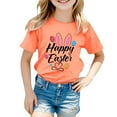 thumbnail image 1 of Girls Shirts Easter Cute Graphic Shirt Casual Short Sleeve Tee Tops Breathable Cotton Summer Tees Kids Clothing Rose Gold 6-7 Years, 1 of 4